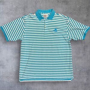 Vintage Callaway Golf Polo Shirt Striped Twin Lakes Large Men's Blue